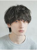 渋谷シャドウパーマメンズカットルーズパーマラウンドマッシュ