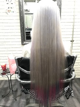 ミミック (mimic) 【派手髪】スーパーロングホワイト【パステル裾カラー】