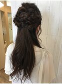 編み込みハーフアップ