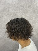 しっかりとしたウェーブ感！波巻きパーマ！
