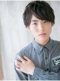 オーガニックカラー七三分け無造作パーマのミニウルフg与野