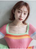 外ハネミニボブ×オレンジピンク×ミニバング