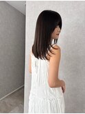 サラツヤロングベージュカラーブリーチしない透明感カラー