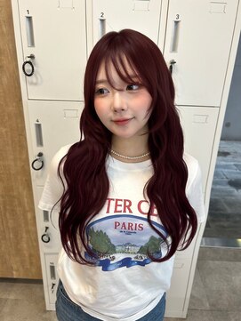 ドットハリス(.Hallis) 秋カラー/ボルドーカラー/ウェーブ巻き/ピンクブラウン