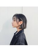 1黒髪ボブルフネビージュ小顔ワンレンダークアッシュ