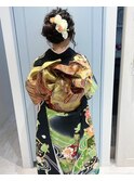 卒業式　袴着付け　振袖