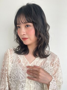 モッズヘア 越谷(mod's hair) ゆるふわレイヤーパーマ×ダークアッシュ/ミディアムヘアp越谷