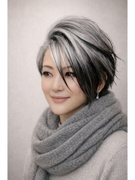 マリブ Malibu 【骨格彫刻ショート×品格シルバー】Contour Sculpture Cut