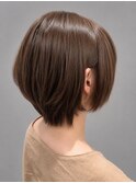 丸みショートボブ×艶ブラウンカラー　20代30代