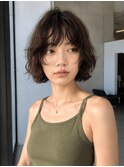 小顔ボブパーマショートボブレイヤーボブフレンチボブパーマ