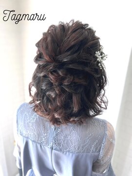 タグマル 短めさんの華やかハーフアップ☆
