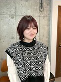 ピンクブラウン　ショートレイヤー　岐阜美容室