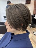 白髪ぼかしハイライト×オリーブグレージュ