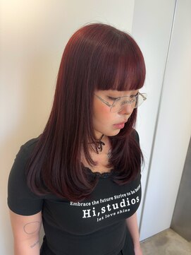 ユーフォリア 新宿通り(Euphoria) 人気No.1ワインレッド×フェイスレイヤー/ブリーチなし/Y2K