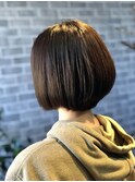 ショートボブ××丸みショートカット××ショコラブラウン色