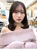 20代30代40代◎前髪パーマ韓国風巻きくすみベージュお団子ヘア