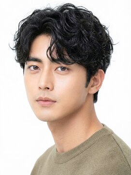 波巻きパーマ/センターパート/ニュアンスパーマ/メンズマッシュ