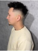 アップバング ベリーショート 刈り上げ スキンフェード 黒髪