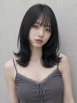 ユーフォリア 新宿通り(Euphoria)&nbsp;韓国ミディアムレイヤー重め前髪外ハネミディ