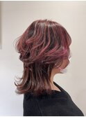 ウルフレイヤークラゲヘアー×ハイライトピンク