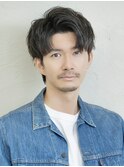 ツーブロック爽やか黒髪メンズカットナチュラルアップバング