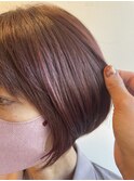 ショートボブ×赤茶