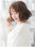 ★マロンベージュ韓国風巻き毛先パーマこなれボブ30代40代★1