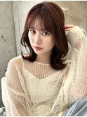 透明感カラー ピンクブラウン くびれミディアム【肥田亜沙美】