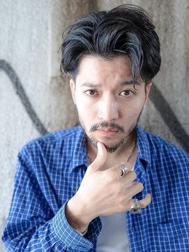 ケアリー 練馬(Carelly) ツイストパーマ七三オールバックマッシュウルフスリークショート