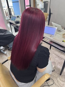 アジールヘア 所沢プロペ通り店(agir hair) 20代30代◎艶髪カシスレッド透明感レイヤーロング