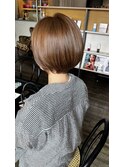 丸みショートボブ × 柔らかベージュカラー