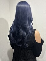 ワープ 青葉台(WARP)&nbsp;ネイビーブルー/ダブルカラー/ブリーチ/ロング/青葉台