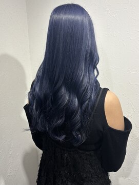 ワープ 青葉台(WARP) ネイビーブルー/ダブルカラー/ブリーチ/ロング/青葉台