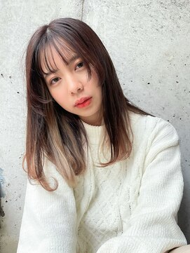 エミュ 天文館店(eMu) ココアブラウン×インナーカラーミルクティーベージュ