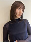 【レイヤーボブ】【レイヤーカット】【オリーブベージュ】