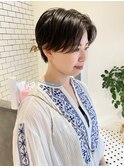 黒髪　ハンサムショート　パーマ