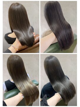 美容室フルール 20代30代40代ストレートアッシュベージュ髪質改善艶感カラー