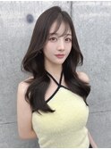 韓国レイヤーカットくびれヘア艶カラーダークブラウングレージュ