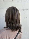 ミディアムアンブレラカラー暗髪シルクベージュ艶カラー20代30代