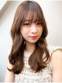 艶感シースルーバング韓国ヘア20代30代ウェーブ巻き髪小顔