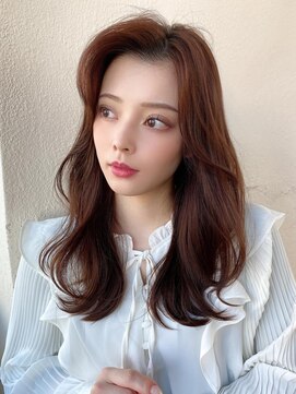 ラルユー 金山(LallYou) 30代大人かわいい外ハネセミロング × ミルクティーベージュ