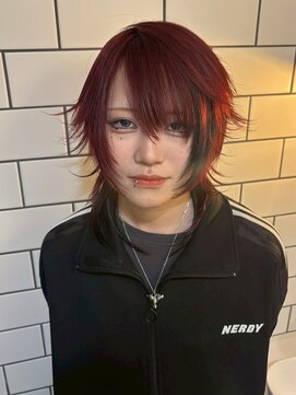 ベレーザ 渋谷(BELEZA) 17715ハッシュボブウルフルールカラー顔周りカットエンドカラー