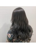 パープルグレージュ×ウェーブ巻き