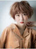 オレンジブラウンルーズヘアショートウルフv戸頭10代20代30代