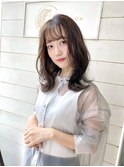 くびれヘアミディアムメルティカラー大人ガーリースタイル