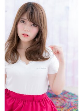 ミック ヘアアンドビューティー 大山店(miq  Hair&Beauty) 斜めバング美シルエット艶カラーくせ毛風なみなみウェーブc1