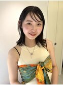 暗髪/チョロバング/前髪スタイリング/ミディアムレイヤー
