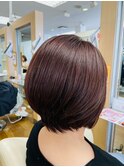 30代40代50代赤みブラウン小顔マニッシュワンレンボブ
