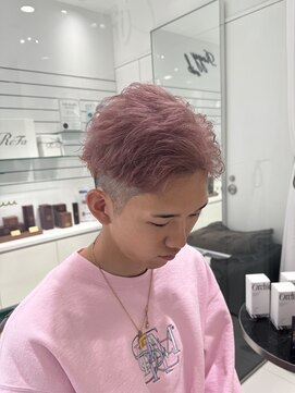 エアー 銀座タワー(AIR) ハイトーンカラー/ペールピンク/ブリーチ/メンズカット/銀座