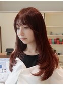 レイヤーロング/フェイスレイヤー/レッドカラー